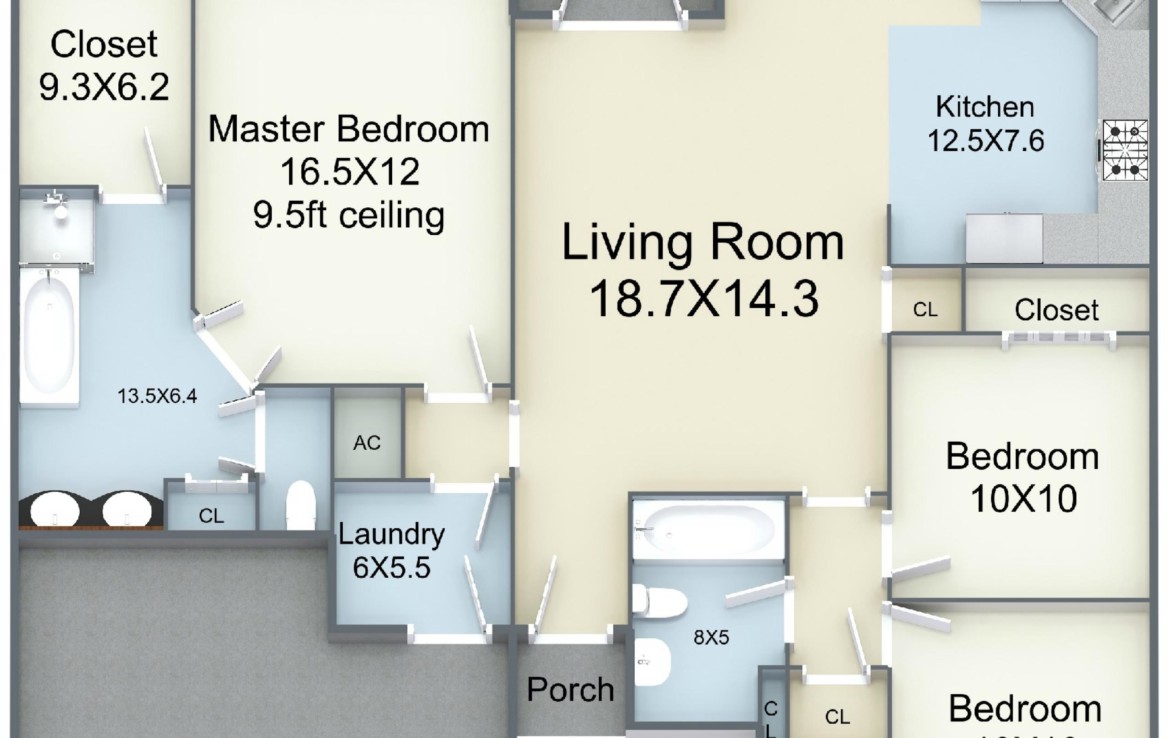 Rendered home floor plan