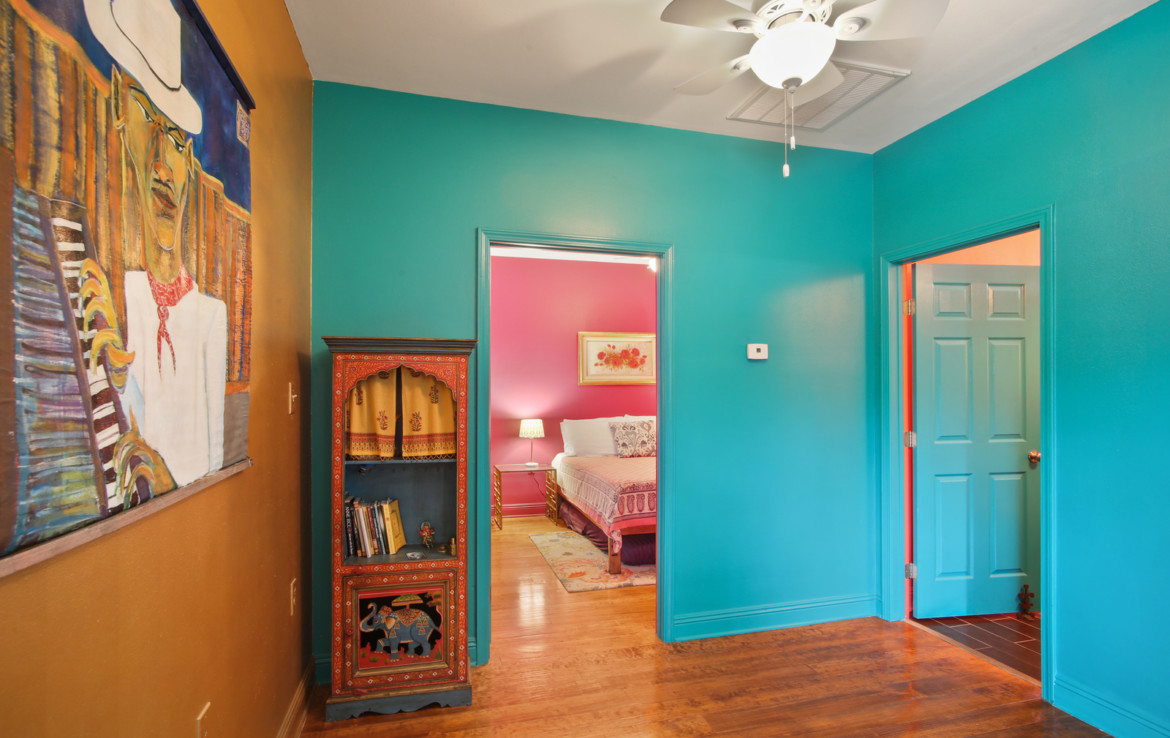 Interior room with colorful walls