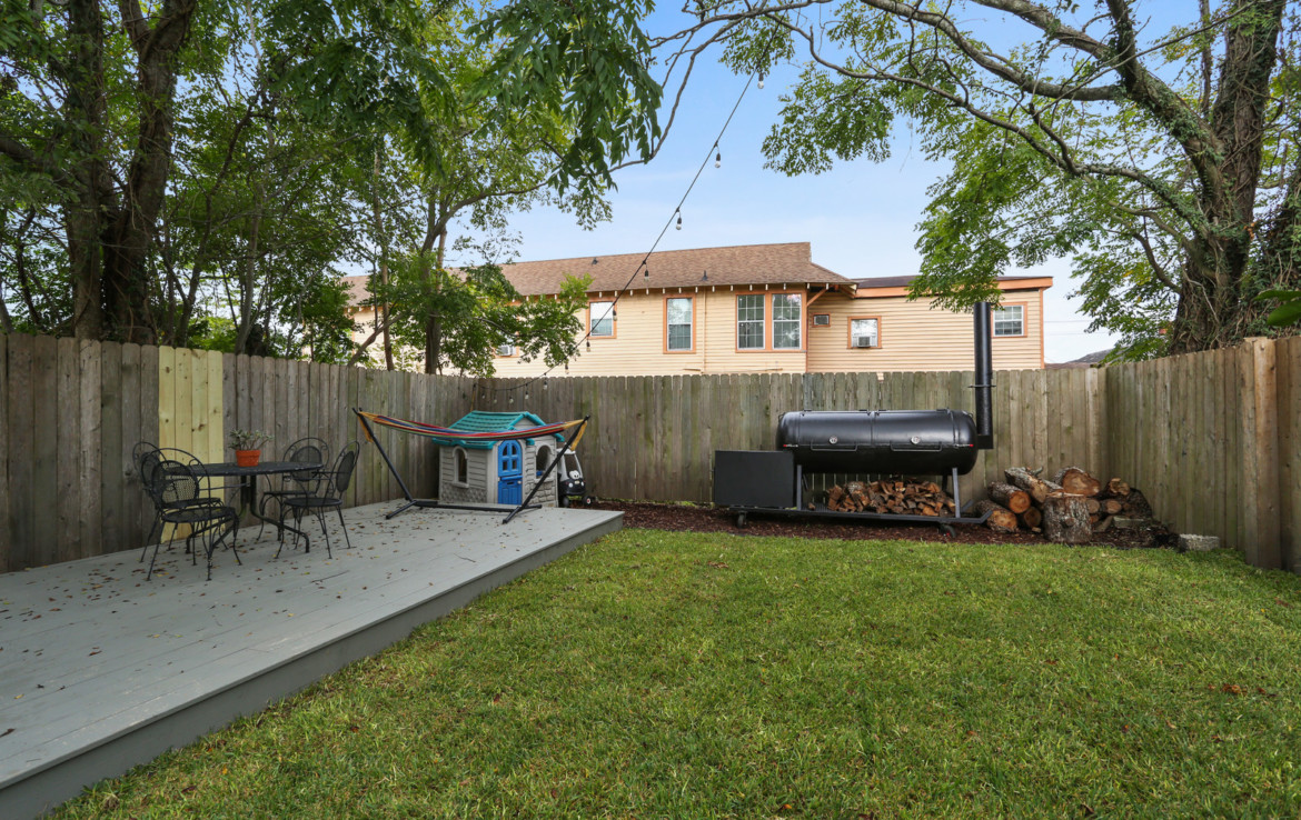 Backyard with deck and grill
