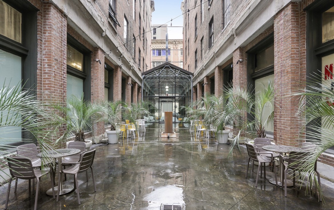 Courtyard with several tables