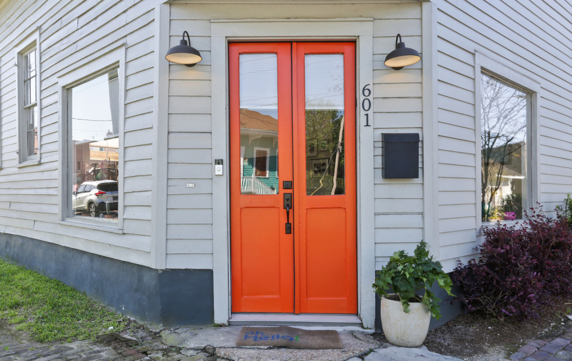 orange front double doors