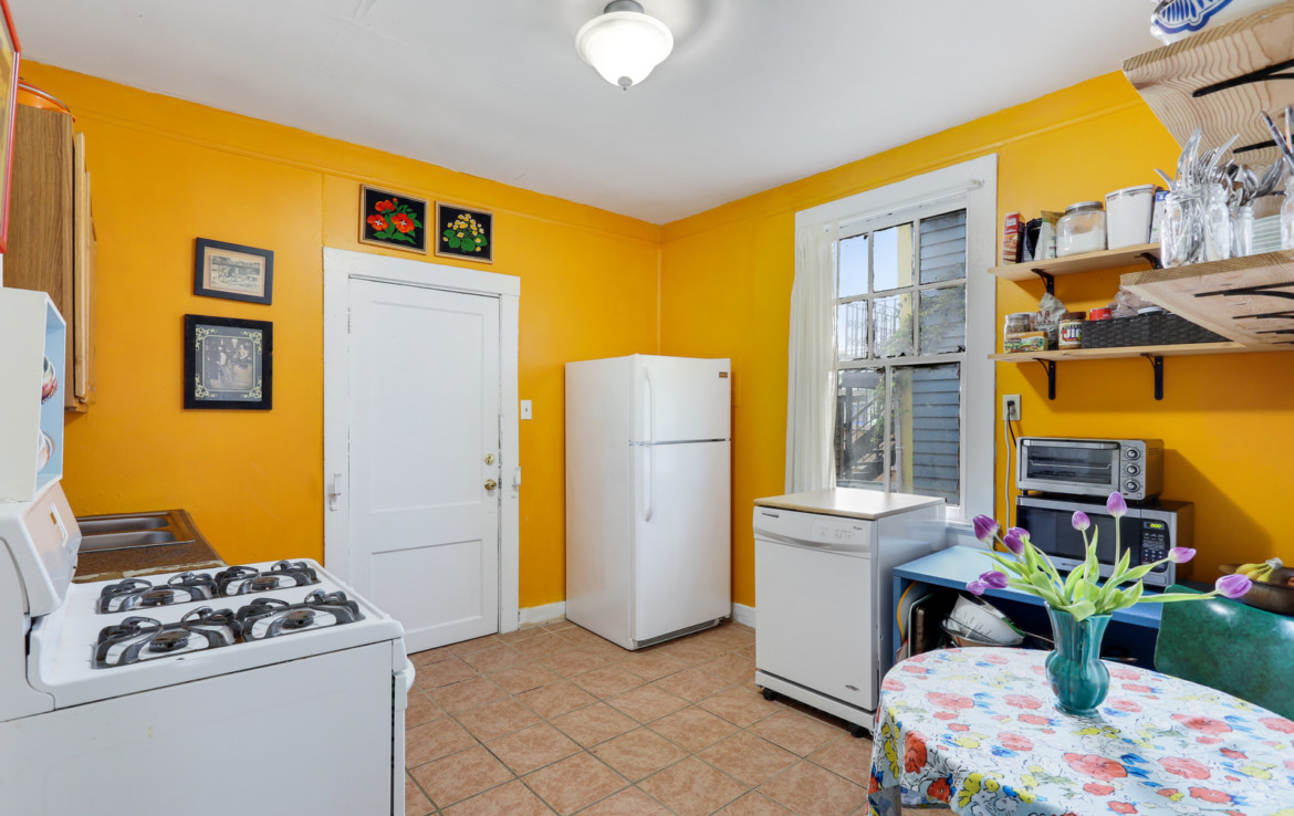 kitchen with yellow walls