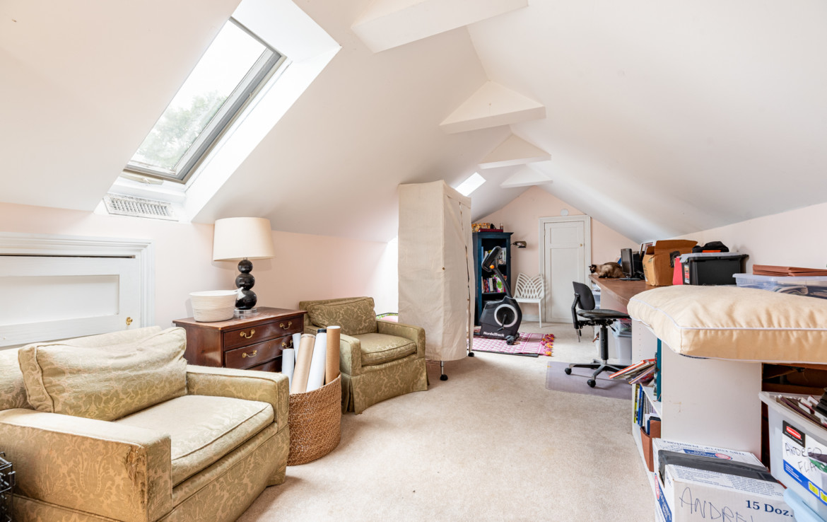 living area with skylight window