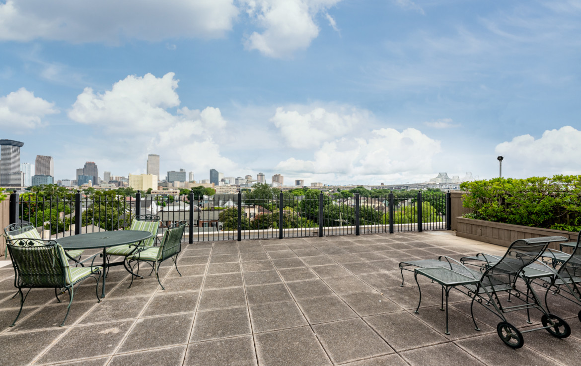 rooftop patio with seating