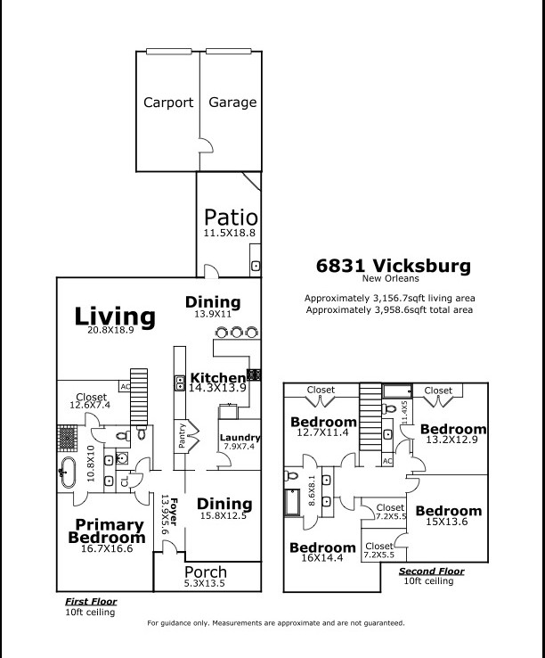 floor plan of living room with bedrooms and kitchen and dining