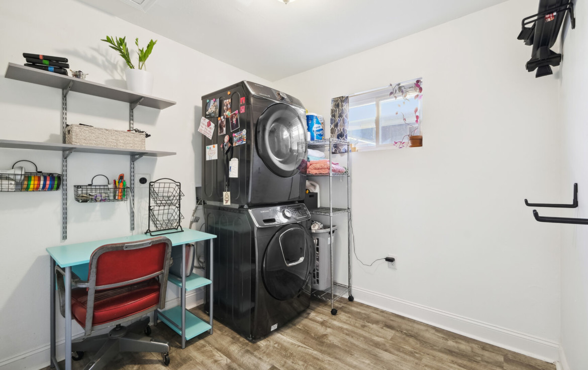 bedroom or office with laundry