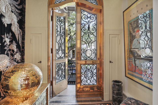 Interior view of unique front door