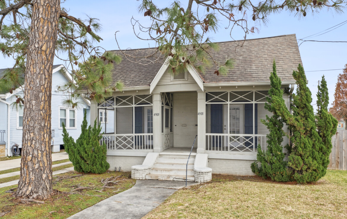 Gentilly Terrace, Flood Zone X, Corner Lot, Exterior Image, Double two units w/ separate private covered screened in porches & separate entrances.
