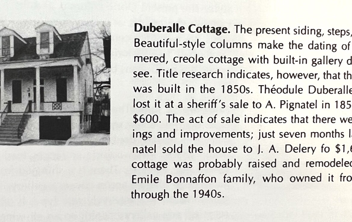 Duberalle Cottage History