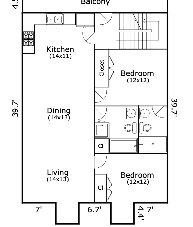 1820 Ursulines 2nd floor, Floor plan