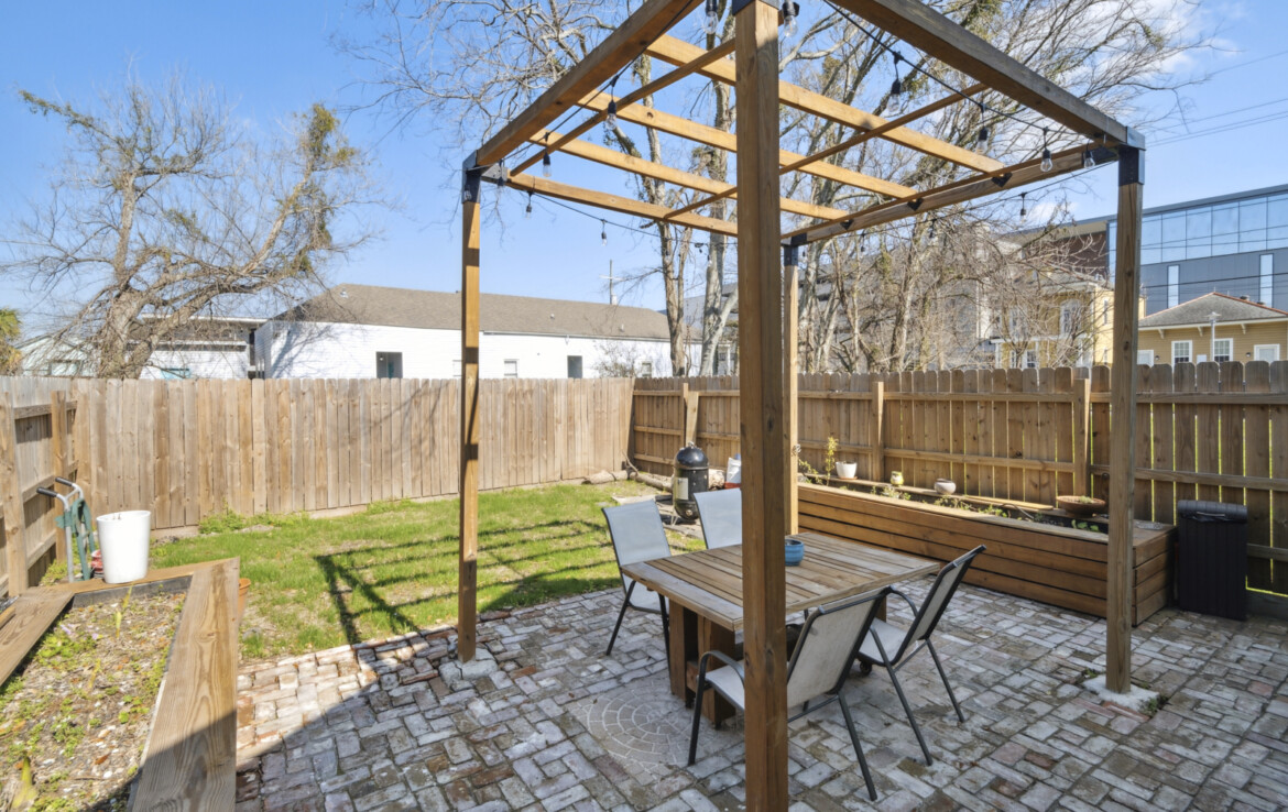 Backyard with paved patio