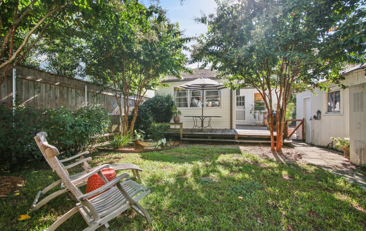 Backyard facing back of house