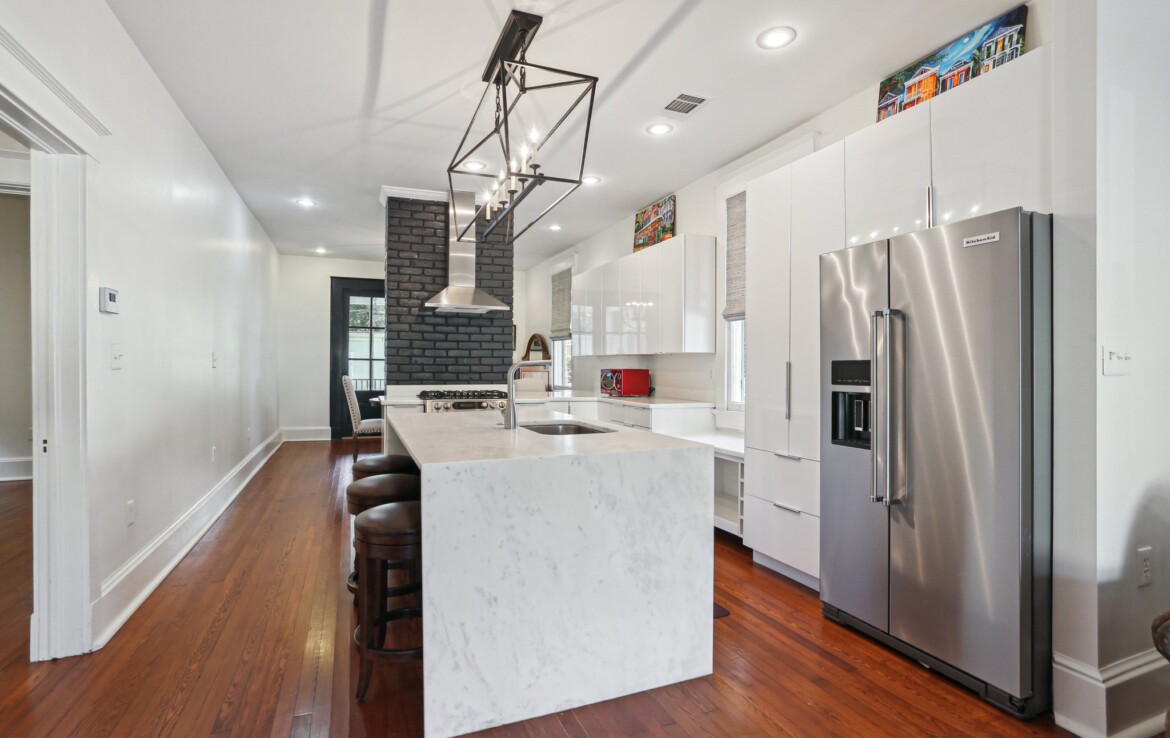 kitchen waterfall island