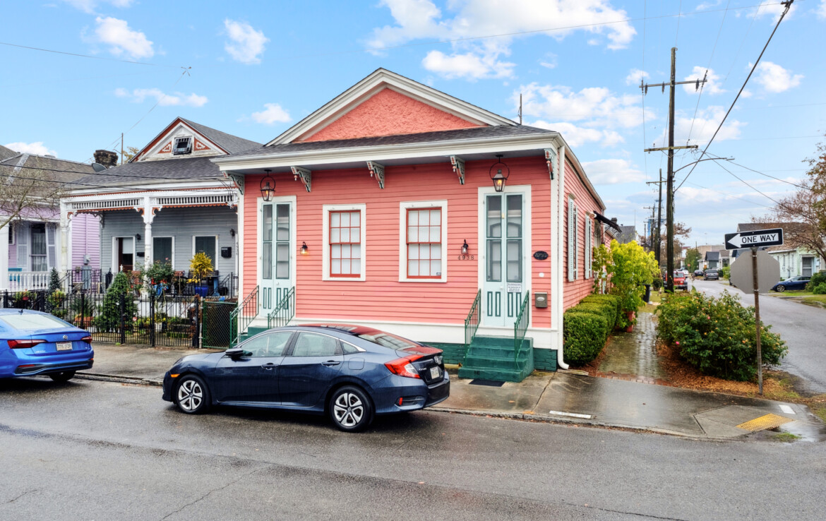 Vibrantly painted corner lot home