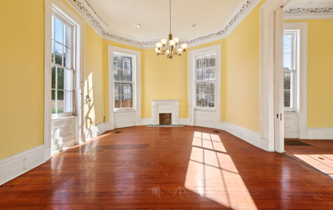 yellow room-fireplace