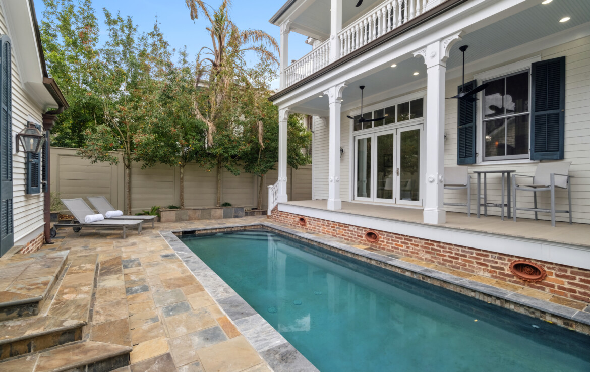 private backyard porch and pool
