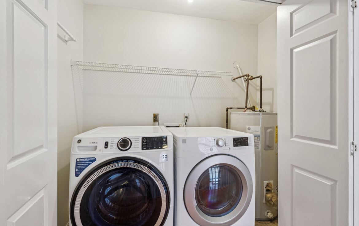 sliding door to laundry in hall