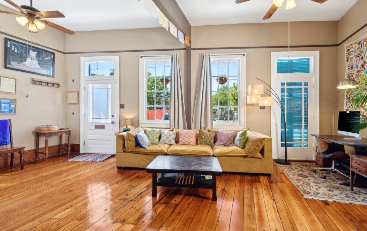 bright living room area